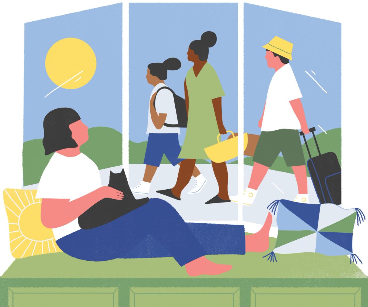 Illustration of house guests arriving